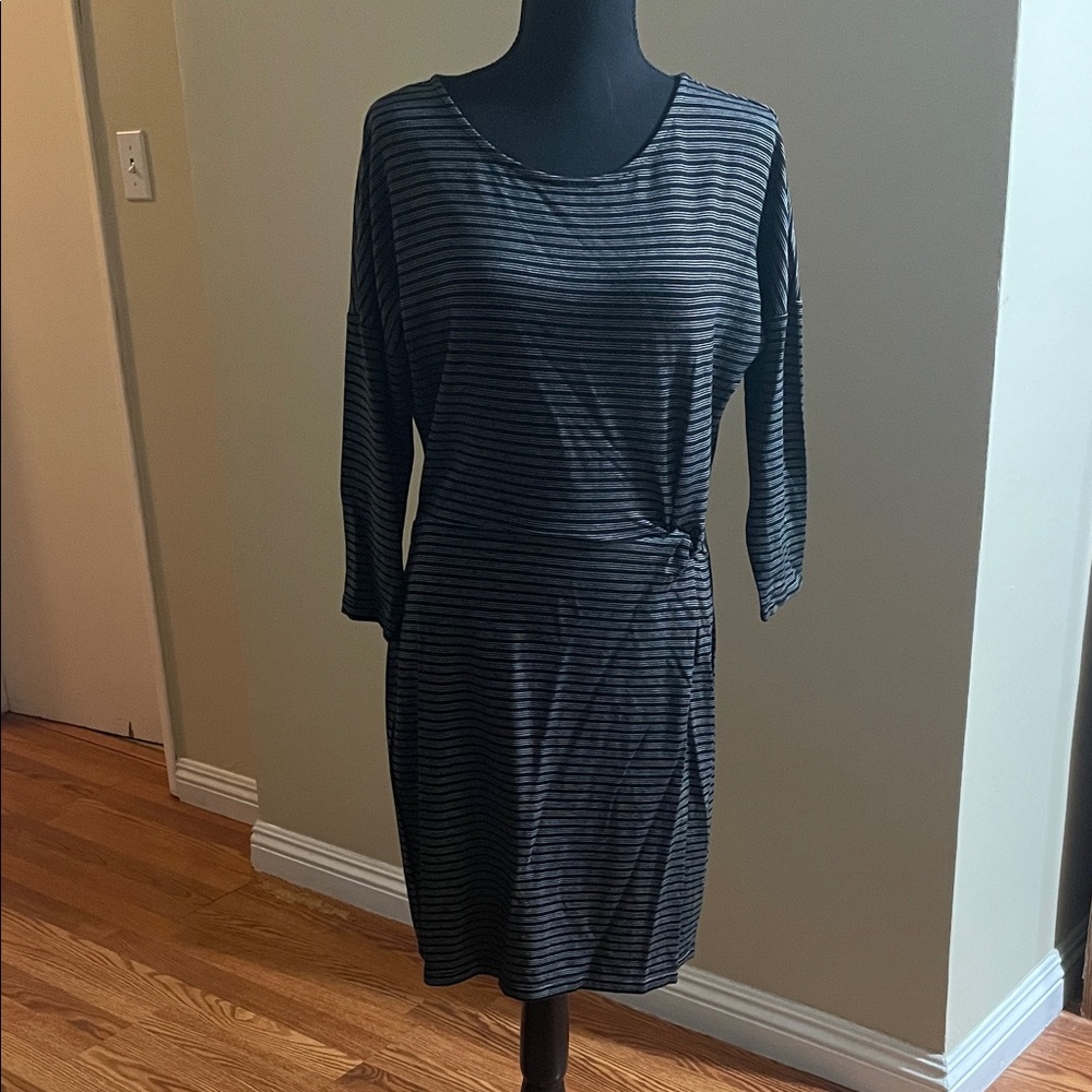 cupcakes & cashmere Black and Gray Striped Dress